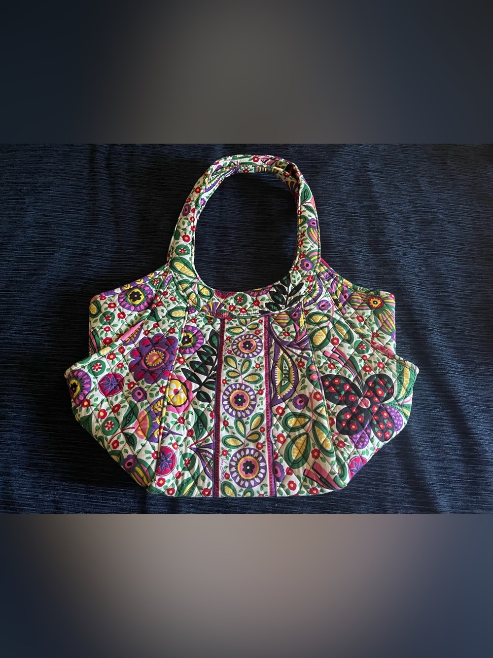 Vera Bradley Quilted Floral Tote in Green, Purple, Pink, Yellow "Viva La Vera"